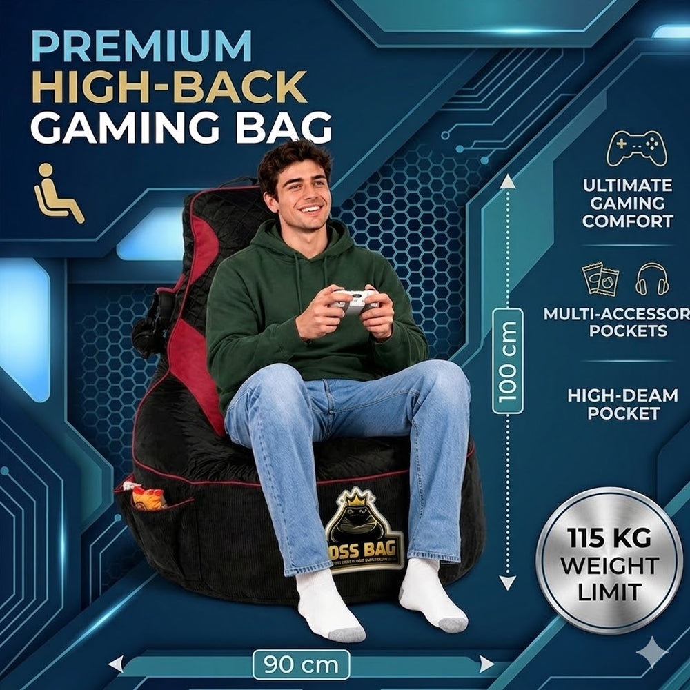 Gaming Bean Bag Chair with Side Pocket - Adult Size