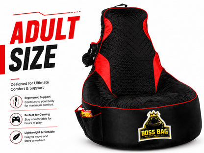 Gaming Bean Bag Chair with Side Pocket - Adult Size