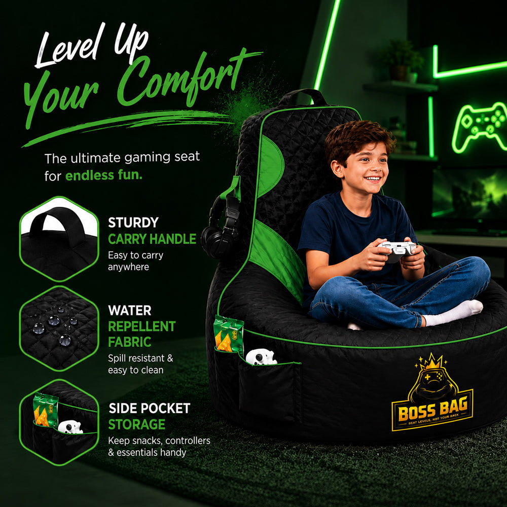 Gaming Bean Bag Chair with Side Pocket - Child Size