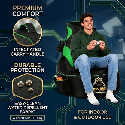 Gaming Bean Bag Chair with Side Pocket - Adult Size