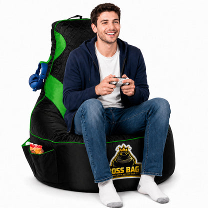 Gaming Bean Bag Chair with Side Pocket - Adult Size