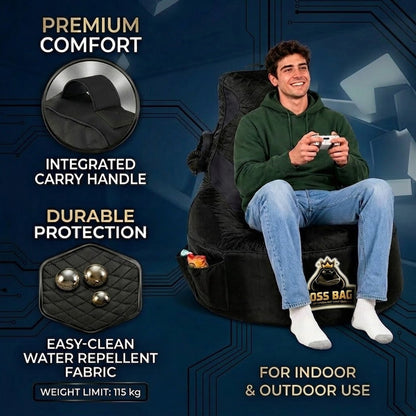 Gaming Bean Bag Chair with Side Pocket - Adult Size