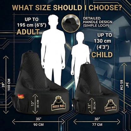 Gaming Bean Bag Chair with Side Pocket - Adult Size