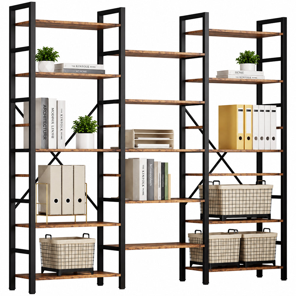 Ziva Industrial Bookshelf Bookcase 17 Shelf
