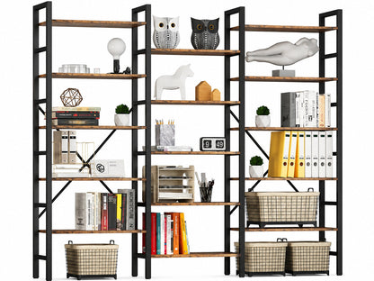 Ziva Industrial Bookshelf Bookcase 17 Shelf