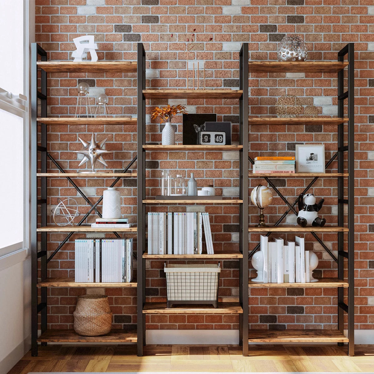 Ziva Industrial Bookshelf Bookcase 17 Shelf