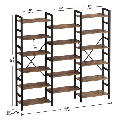 Ziva Industrial Bookshelf Bookcase 17 Shelf