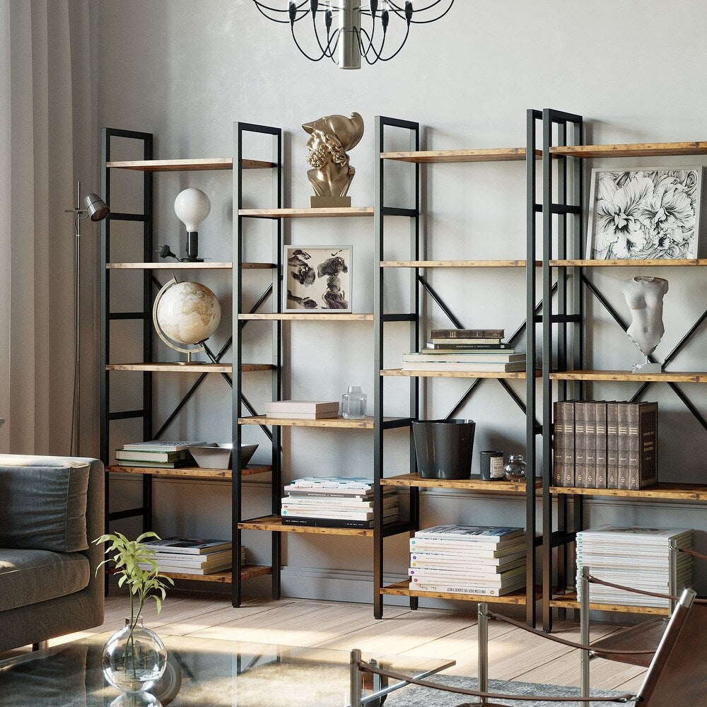 Ziva Industrial Bookshelf Bookcase 17 Shelf