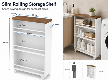 Kitchen Bathroom Storage Trolley Cart Foldable