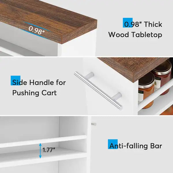 Kitchen Bathroom Storage Trolley Cart Foldable