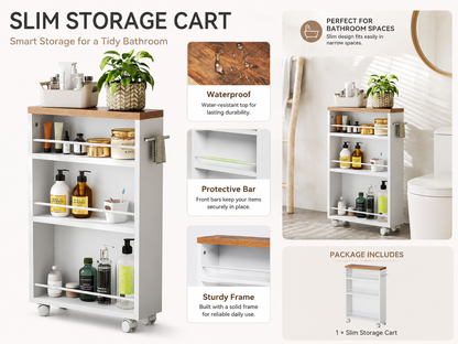 Kitchen Bathroom Storage Trolley Cart Foldable