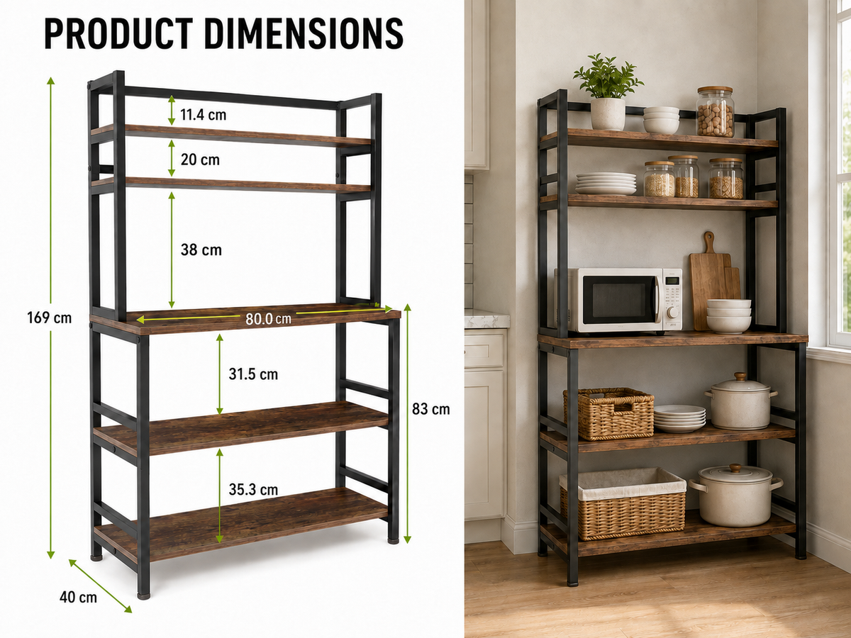 Ziva Kitchen Storage Baker's Rack - 5 Tier