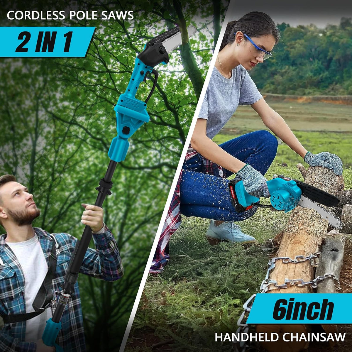 Mini Chainsaw Cordless Power ChainSaws with Extension Pole