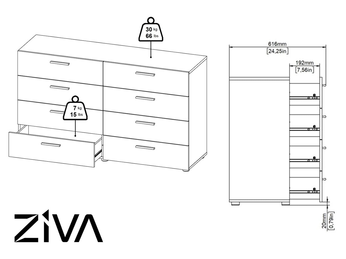 Ziva 8-Drawer Lowboy