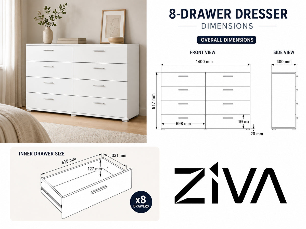 Ziva 8-Drawer Lowboy