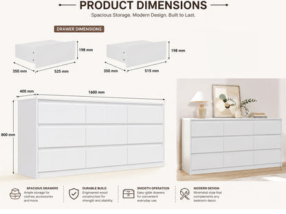 Ziva Tallboy Chest 9 Drawer Chest Tallboy