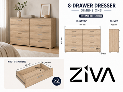 Ziva 8-Drawer Lowboy