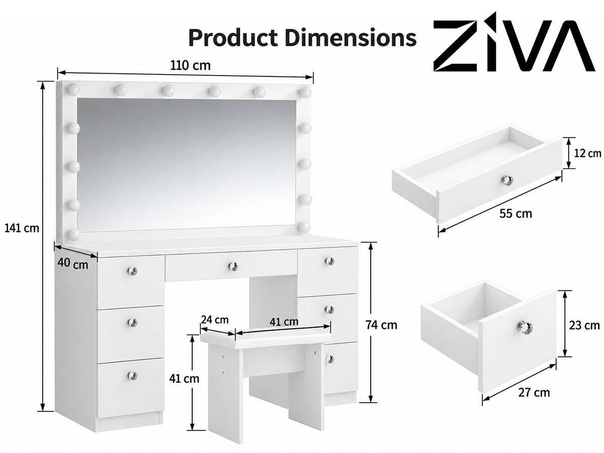 ZiVa Vanity Dressing Table with HD Mirror
