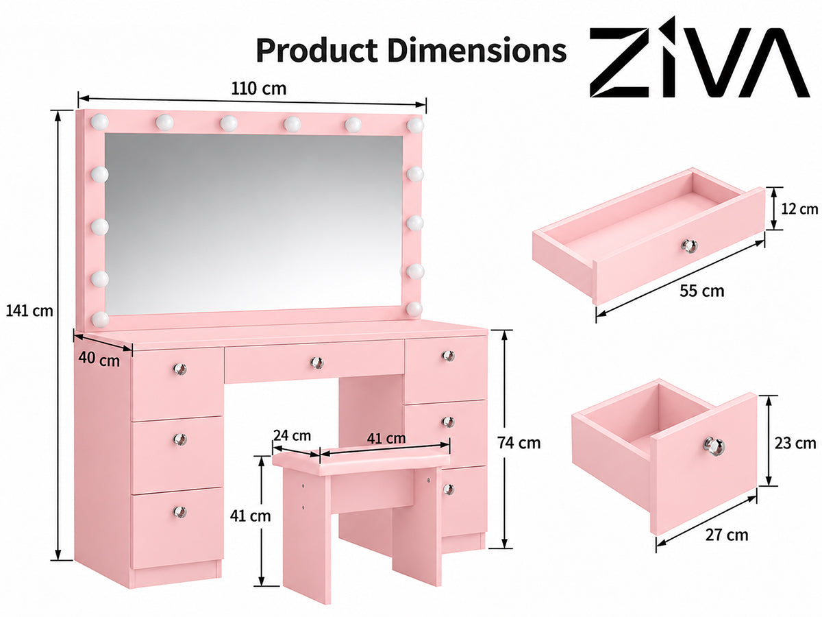 ZiVa Vanity Dressing Table with HD Mirror