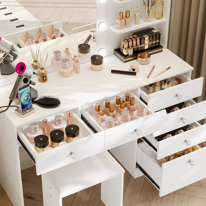 ZiVa LED Vanity Mirror Dressing Table with Stool