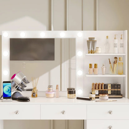 ZiVa LED Vanity Mirror Dressing Table with Stool