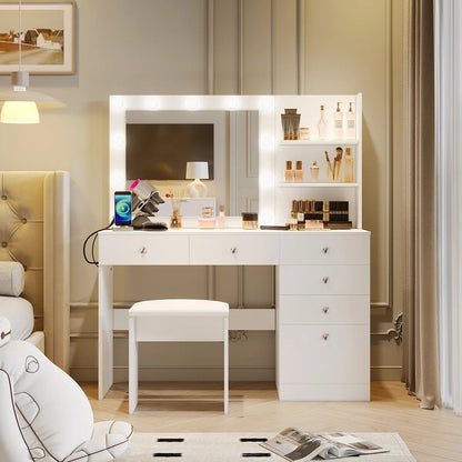 ZiVa LED Vanity Mirror Dressing Table with Stool