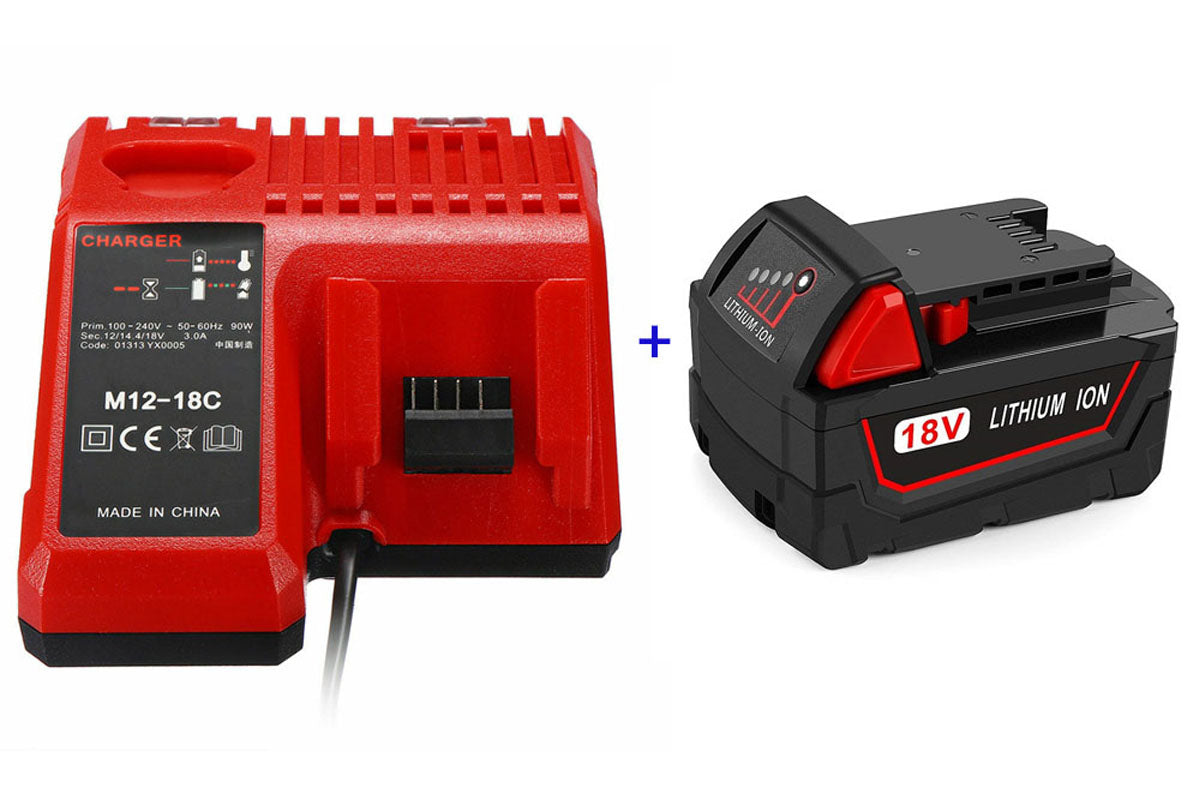Compatible Replacement Milwaukee 18V 4AH Battery with Milwaukee Battery Charger