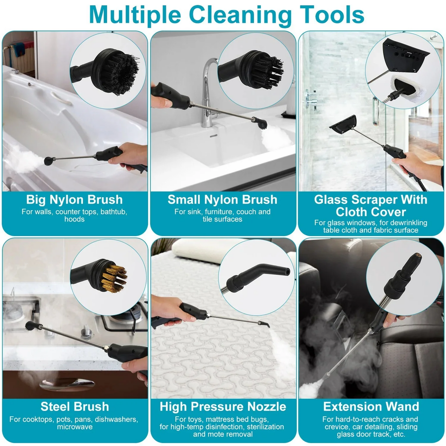 Handheld 2500W Steam Cleaner High Temperature Pressurized