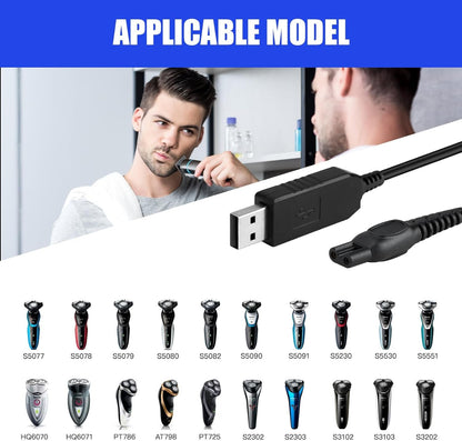 Philips Shaver Charger Cable USB Charging Cable Compatible with Philips Norelco & OneBlade Shavers