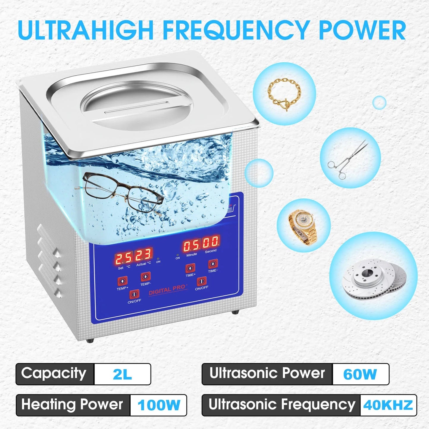 2L Industry Heated Ultrasonic Cleaner Commercial