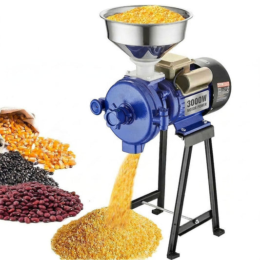 3000W Electric Grain Mill Grinder Machine for Commercial Home Coffee Bean Spice Corn Wheat Flour Rice Nut Cereal Tofu Sorghum Milling Refining