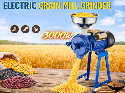 3000W Electric Grain Mill Grinder Machine for Commercial Home Coffee Bean Spice Corn Wheat Flour Rice Nut Cereal Tofu Sorghum Milling Refining