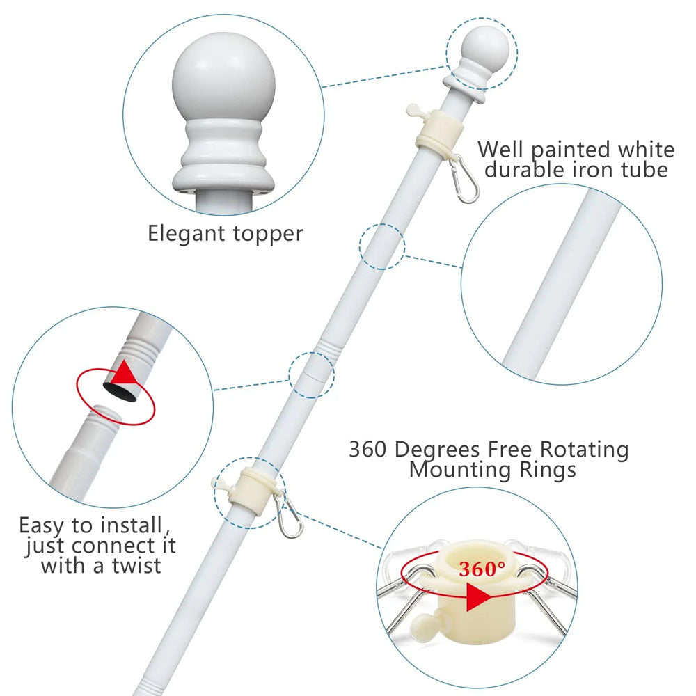 Flag Pole Holder Kit Aluminum Porch Flagpole with Bracket