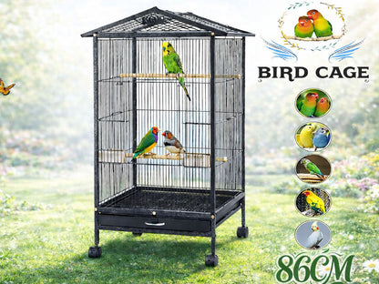 Large Bird Cage Parrot Cage with Stand Carrier