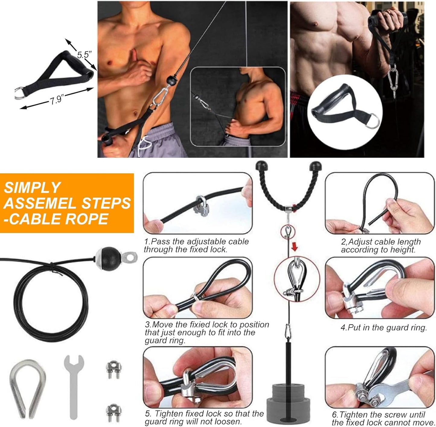 Fitness Pulley Cable System for Home Gym Weight Lifting
