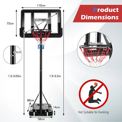 Basketball Hoop with stand height adjustable Hoop 3.05m