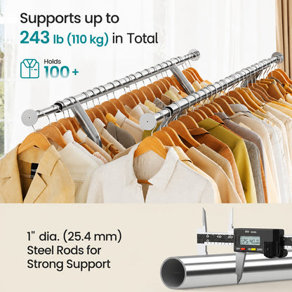 Heavy Duty Double Hanging Rails Metal Garment Rack Stand