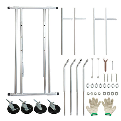 Heavy Duty Double Hanging Rails Metal Garment Rack Stand