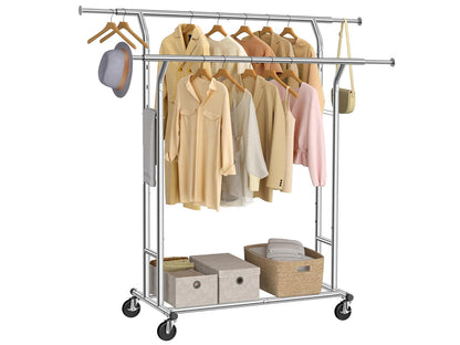 Heavy Duty Double Hanging Rails Metal Garment Rack Stand
