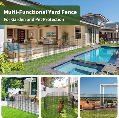 10 Pack Metal Garden Barrier Fence - 80x69cm Animal Fence Panels, Decorative Garden Border