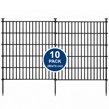 10 Pack Metal Garden Barrier Fence - 80x69cm Animal Fence Panels, Decorative Garden Border