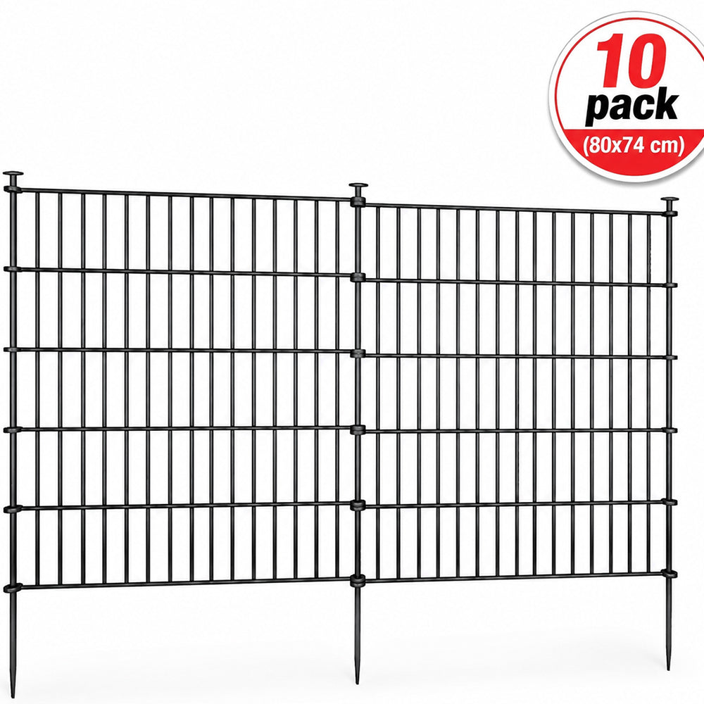 10 Pack Metal Garden Barrier Fence - 80x69cm Animal Fence Panels, Decorative Garden Border