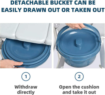 Mobile Shower Toilet Commode Chair Bath Wheelchair 4 in 1 Bath Stool Folding with Arms