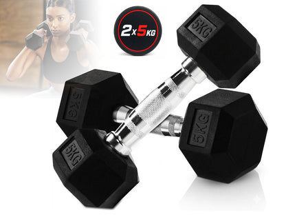 Dumbbell Set - 2 x 5kg Hex Weights
