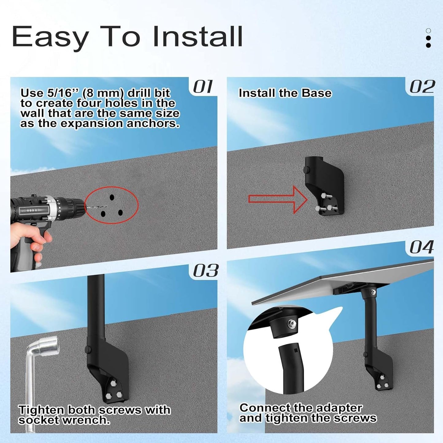 Gen 3 Mount for Starlink, 360° Rotatable Roof & Wall Mount for V3 Starlink