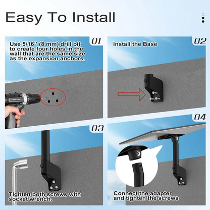 Gen 3 Mount for Starlink, 360° Rotatable Roof & Wall Mount for V3 Starlink