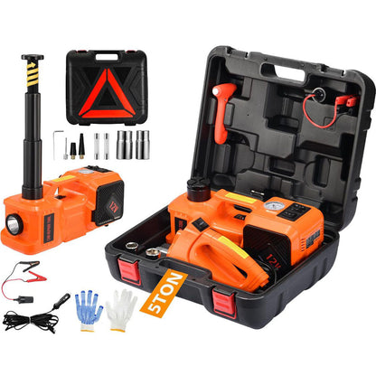 5Ton 12V Car Electric Hydraulic Floor Jack Lift + Impact Wrench Kit Box 3 in 1