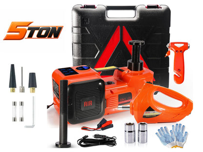 5Ton 12V Car Electric Hydraulic Floor Jack Lift + Impact Wrench Kit Box 3 in 1