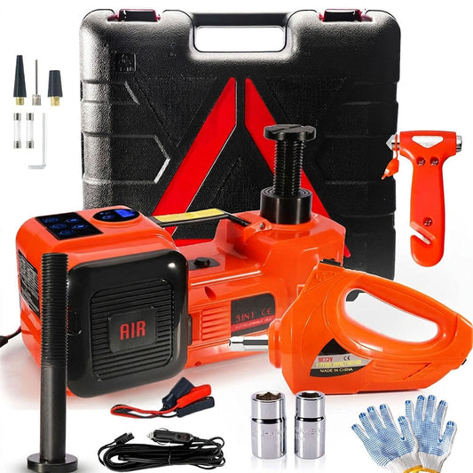 5Ton 12V Car Electric Hydraulic Floor Jack Lift + Impact Wrench Kit Box 3 in 1