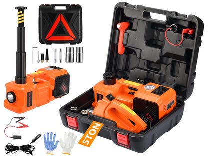 5Ton 12V Car Electric Hydraulic Floor Jack Lift + Impact Wrench Kit Box 3 in 1